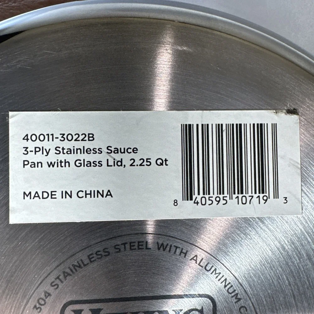 VIKING 3 Ply Stainless Steel Saucepan 2.25 Qt NEW Glass Lid Vent Inudction